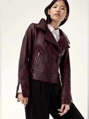 Vintage Mackage For Aritzia Kenya Lambskin Leather Jacket | Burgundy